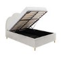 Cream Boucle Small Double Ottoman Bed with Scalloped Headboard - Roma