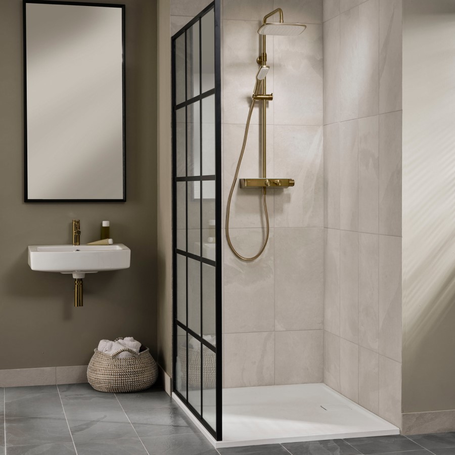 Triton Push Button Bar Diverter Thermostatic Mixer Shower Set - Brass