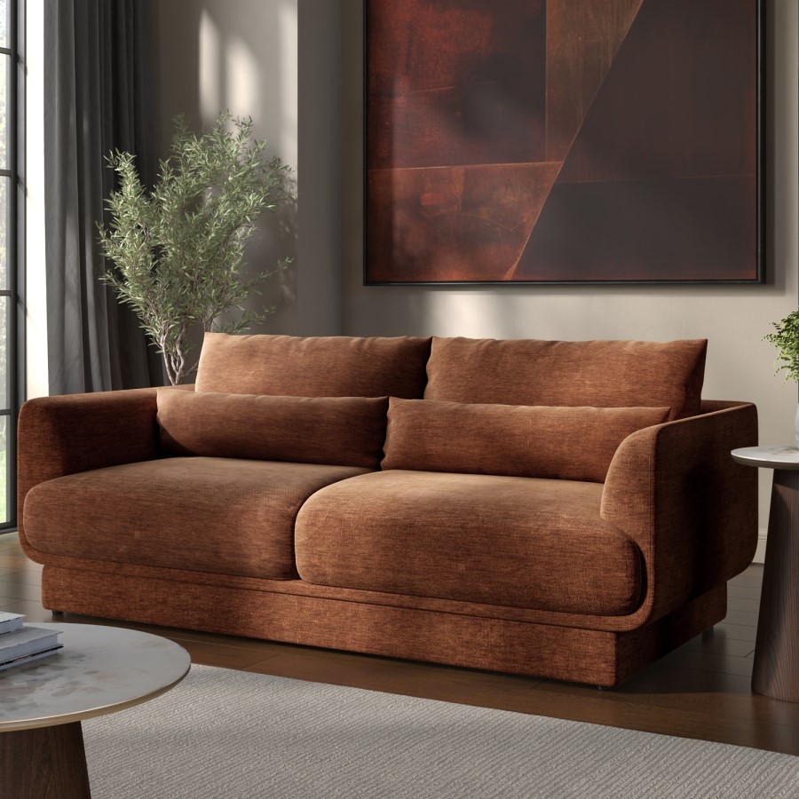 Brown Chenille 3 Seater Sofa - Ramses