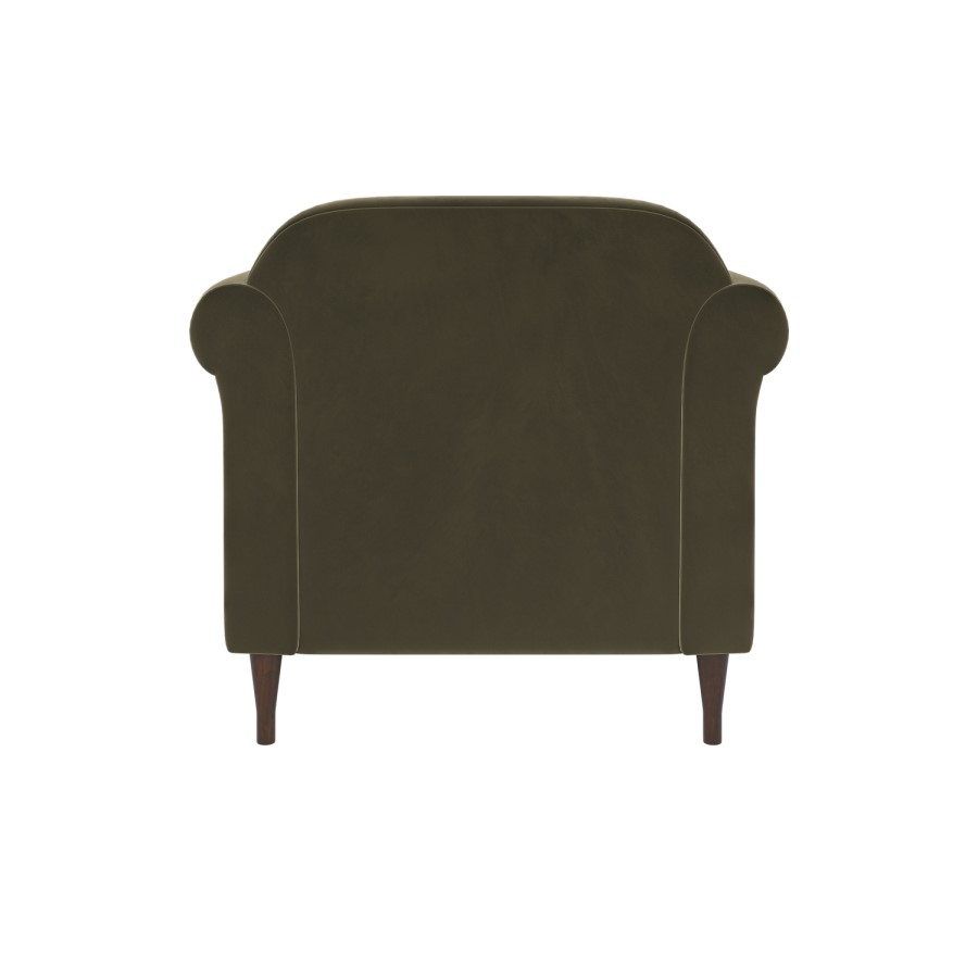 Khaki Green Velvet Traditional Armchair - Ramona