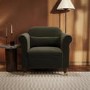 Khaki Green Velvet Traditional Armchair - Ramona