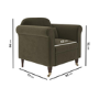 Khaki Green Velvet Traditional Armchair - Ramona