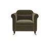 Khaki Green Velvet Traditional Armchair - Ramona