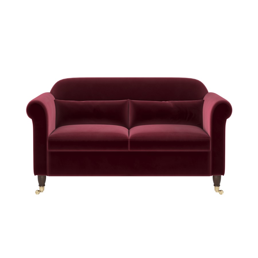 Burgundy Velvet 2 Seater Traditional Sofa - Ramona