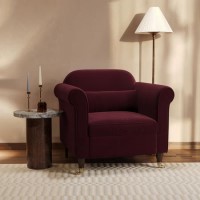 Burgundy Velvet Traditional Armchair - Ramona