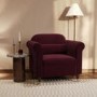 Burgundy Velvet Traditional Armchair - Ramona