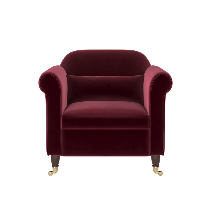 Burgundy Velvet Traditional Armchair - Ramona
