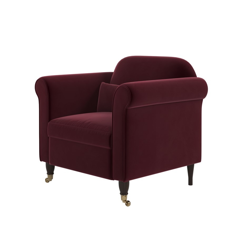 Burgundy Velvet Traditional Armchair - Ramona