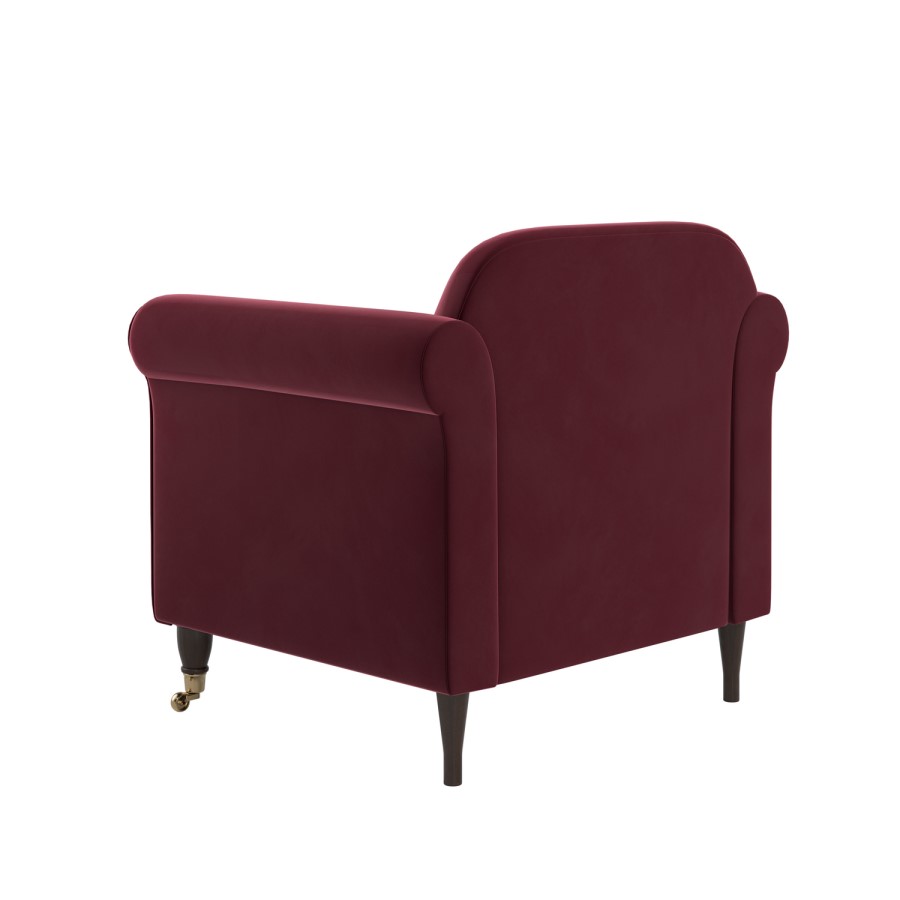 Burgundy Velvet Traditional Armchair - Ramona