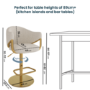 Beige Upholstered Adjustable Swivel Bar Stool with Gold Base - Ronnie