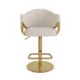 Beige Upholstered Adjustable Swivel Bar Stool with Gold Base - Ronnie