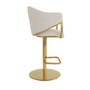 Beige Upholstered Adjustable Swivel Bar Stool with Gold Base - Ronnie