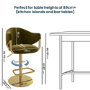 Set of 2 Olive Green Velvet Adjustable Swivel Bar Stools with Gold Base - Ronnie