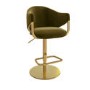 Set of 2 Olive Green Velvet Adjustable Swivel Bar Stools with Gold Base - Ronnie