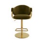 Set of 2 Olive Green Velvet Adjustable Swivel Bar Stools with Gold Base - Ronnie