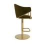 Set of 2 Olive Green Velvet Adjustable Swivel Bar Stools with Gold Base - Ronnie