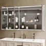 Triple Door Recessed Bathroom Mirror Cabinet with Lights Demister & Socket 1200 x 700mm - Rona