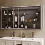 Triple Door Recessed Bathroom Mirror Cabinet with Lights Demister & Socket 1200 x 700mm - Rona
