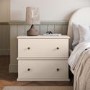 Wide Beige 2 Drawer Bedside Table - Ralph
