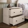 Wide Beige 2 Drawer Bedside Table - Ralph