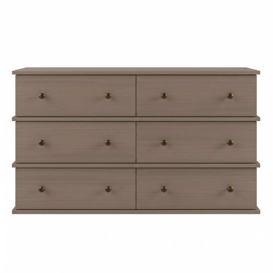 Large Dark Wood 6 Drawer Chest of Drawers - Ralph