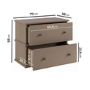 Wide Dark Wood 2 Drawer Bedside Table - Ralph