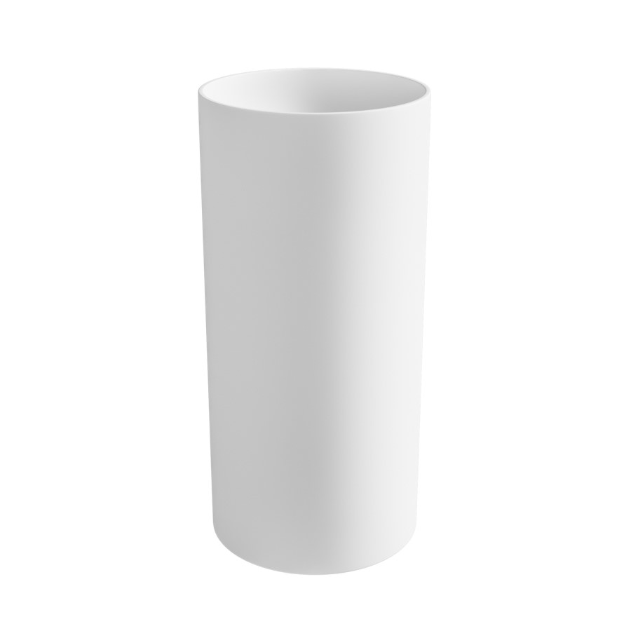 400mm Matt White Round Stone Resin Freestanding Cylinder Pedestal Basin with Waste - Ruby
