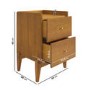 Wooden Mid-Century Tall 2-Drawer Bedside Table - Rumi