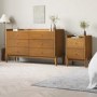 Wooden Mid-Century Tall 2-Drawer Bedside Table - Rumi