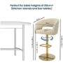 Curved Beige Upholstered Adjustable Swivel Bar Stool with Gold Base - Runa