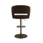 Set of 3 Curved Brown Velvet Adjustable Swivel Bar Stools with Brass Base - Runa