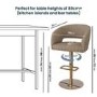 Curved Beige Faux Leather Adjustable Swivel Bar Stool with Gold Base - Runa