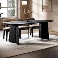 Large Black Wooden Dining Table - Seats 6 - 8 - Rivo