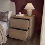 Modern Oak 2 Drawer Bedside Table - Rowan