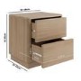 Modern Oak 2 Drawer Bedside Table - Rowan
