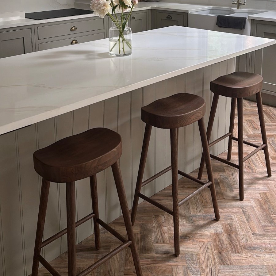 Walnut Solid Oak Kitchen Counter Stool - 70cm - Rayne