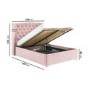 Pink Velvet Double Ottoman Bed with Winged Chesterfield Headboard - Safina