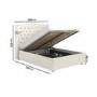 Cream Upholstered Double Ottoman Bed with Winged Chesterfield Headboard - Safina
