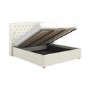 ONLY OPENED - Cream Fabric Super King Ottoman Bed with Winged Headboard - Safina