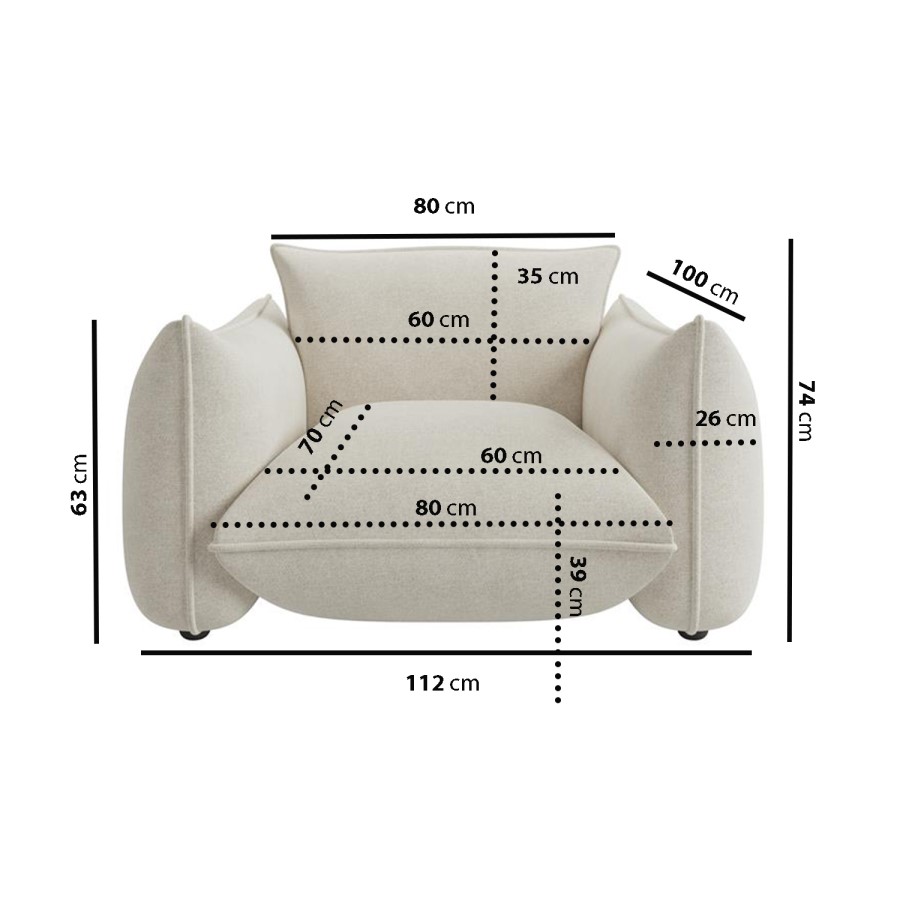 ALMOST PERFECT - Beige Chenille Cloud Armchair - Santo