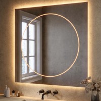 Square Front and Backlit Heated Bathroom Mirror with Lights 1000mm - Saturn