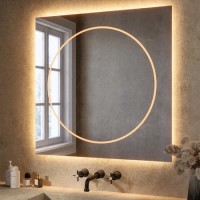 Square Front and Backlit Heated Bathroom Mirror with Lights 800mm - Saturn