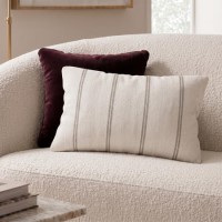 Grey Stripe Chenille Fibre Filled Sofa Scatter Cushion - 50 x 30cm - Payton