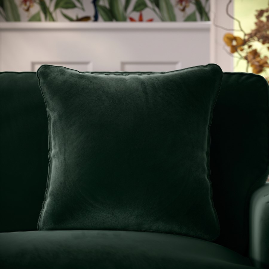 Dark Green Velvet Fibre Filled Sofa Scatter Cushion - 50 x 50cm - Payton