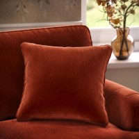 Burnt Orange Velvet Fibre Filled Sofa Scatter Cushion - 50 x 50cm - Payton