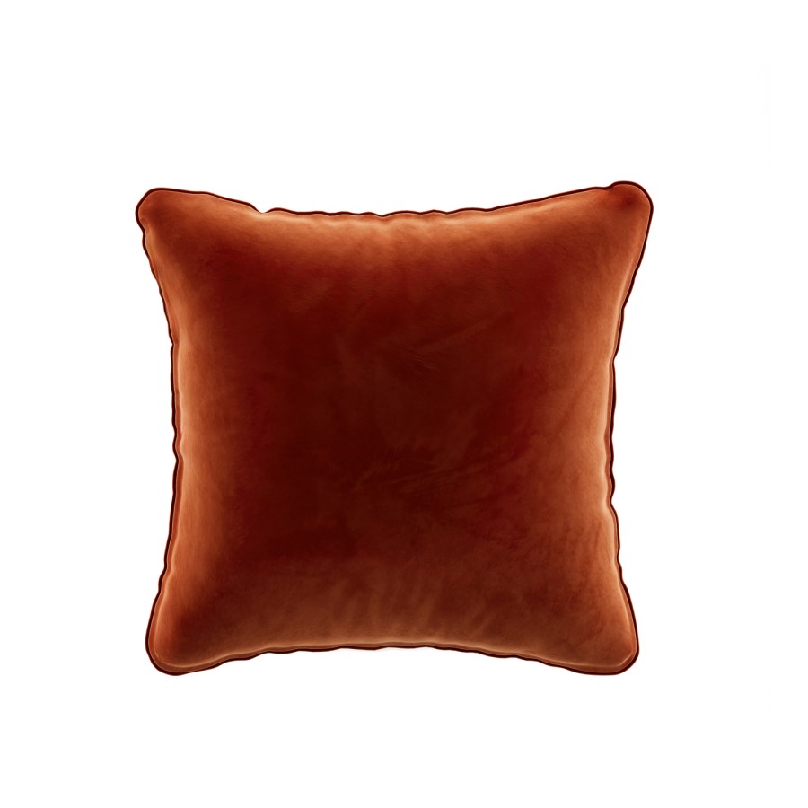 Burnt Orange Velvet Fibre Filled Sofa Scatter Cushion - 50 x 50cm - Payton