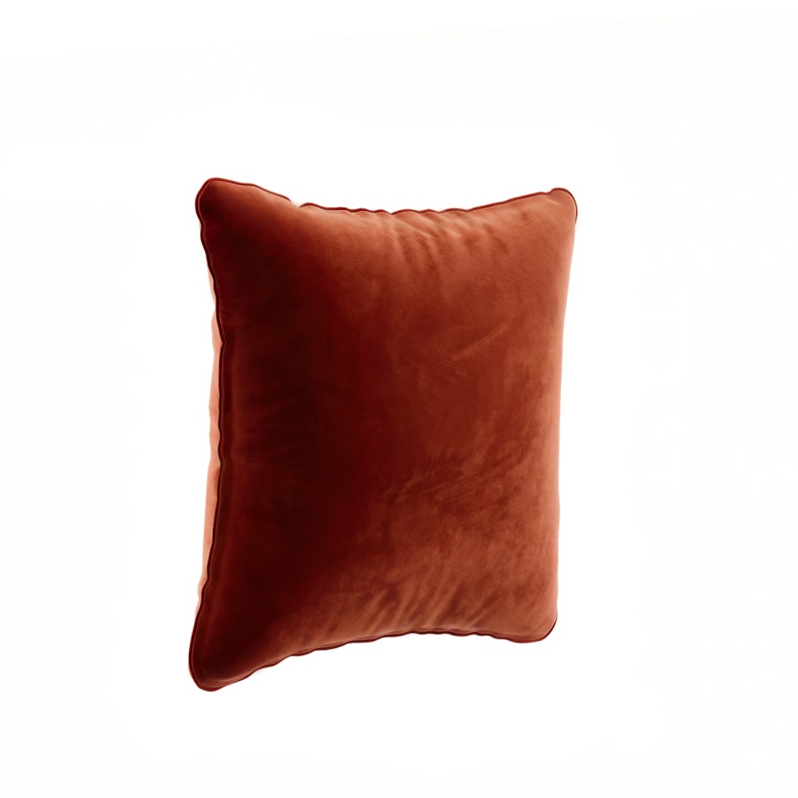 Burnt Orange Velvet Fibre Filled Sofa Scatter Cushion - 50 x 50cm - Payton