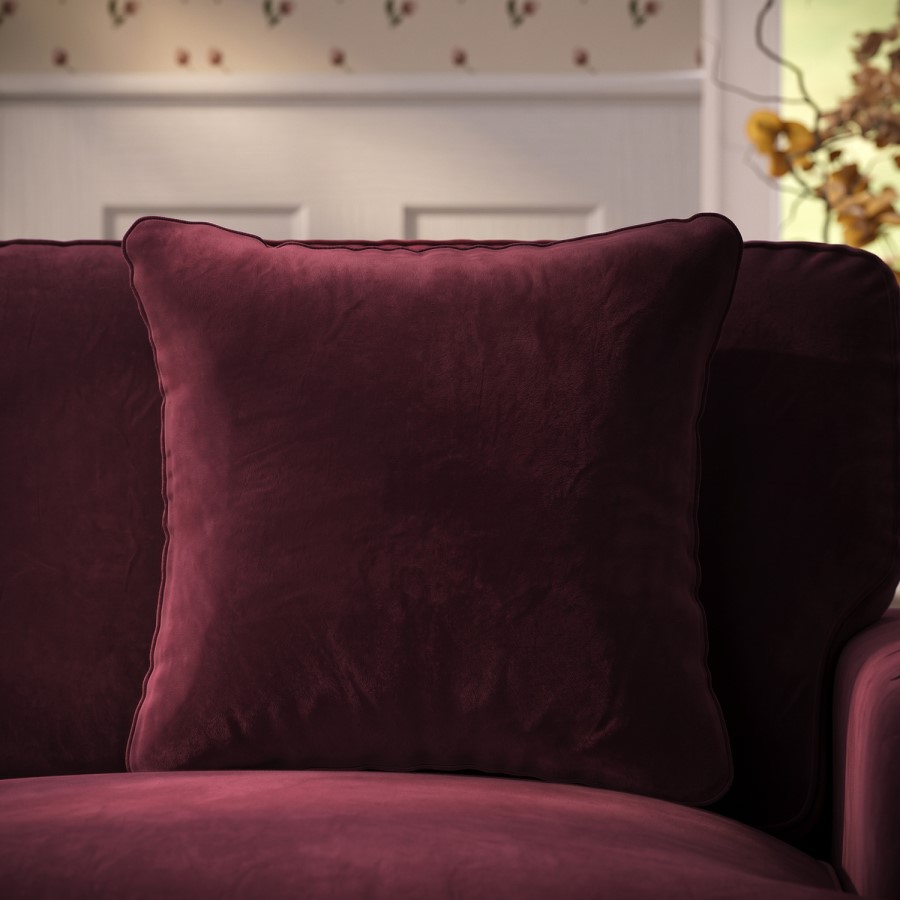 Burgundy Velvet Fibre Filled Sofa Scatter Cushion - 50 x 50cm - Payton