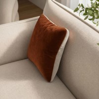 Orange and Beige Velvet Fibre Filled Reversible Sofa Scatter Cushion - 45 x 45cm - Orin