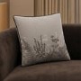 Beige Floral Patterned Piped Sofa Scatter Cushion - 45 x 45cm - Tara